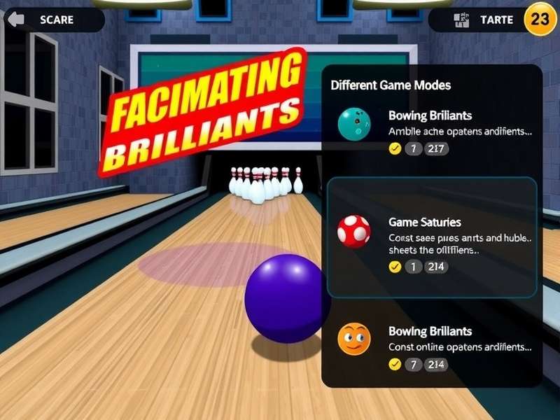 Bowling Brilliants different game modes selection screen